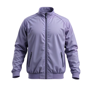 Blouson bomber léger violet personnalisé pour hommes et femmes – Veste coupe-vent décontractée à col montant et fermeture éclair - Product Image 1
