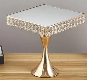 Metal Cake Stand <b>With</b> <b>Crystals</b> Decorative Elements Designer Cake Stand Premium Quality From India - Product Image 1