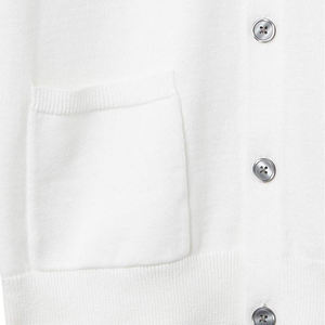 Cardigan blanc en tricot avec rayures marine, manches longues, fermeture boutonnée, pull d'automne, séchage rapide, respirant, épais - Product Image 6