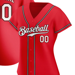 Men Red White Black Authentic Baseball Jersey Button Front Team Shirt Performance <b>Athletic</b> Game Day Practice Sports Uniform Wear - Product Image 2