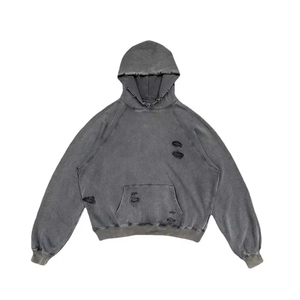 OEM Custom Distress Paint Acid Wash Heavyweight Sun Faded 100% Cotton French Terry Oversized Winter Men's <b>Hoodie</b> - Product Image 3