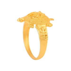 Bague en laiton plaqué or Shiva Trishul Damru Tortoise, Vaastu Fengshui Kachua, pour homme et femme, bijou statement - Product Image 3