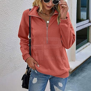 Sweat-shirt léger pour femme avec fermeture éclair quart de tour, coupe confortable, manches longues, idéal pour l'entraînement, les voyages et les tenues. - Product Image 4