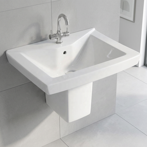 Juego de artículos sanitarios de cerámica Vinus de color blanco, lavabo decorativo de medio pedestal, hecho en India, al precio más bajo. - Product Image 2