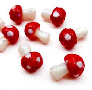 Cuentas de vidrio de lampwork hechas a mano, mini hongos, con forma de diamante y ojo, cuentas espaciadoras sueltas para la fabricación de joyas DIY - Product Image 2