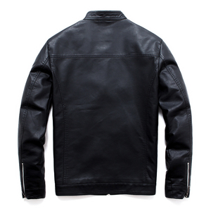 Custom Faux Leather Jacket Black Outwear Male PU Leather Coats Top Quality Motorcycle Jacket for <b>Men</b> - Product Image 4