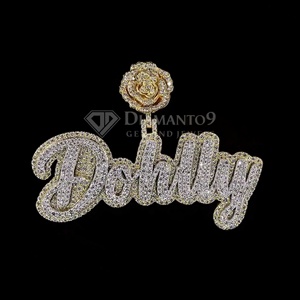 Pendentif personnalisé en argent sterling 925, pendentif moissanite, pendentif glacé, pendentif hip hop, pendentif rose, collier personnalisé - Product Image 4