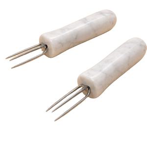 ชุดที่ใส่ข้าวโพดหวานหินอ่อนสีขาวหรูหราใหม่ พร้อมขาจับสแตนเลส ทำด้วยมือจากหินธรรมชาติ ใช้ซ้ำได้สำหรับห้องครัว - Product Image 1