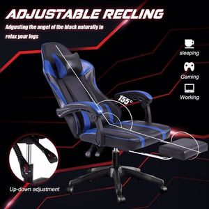 Sedia da Gaming Ergonomica Reclinabile Girevole in Pelle PU con Supporto Lombare e Poggiapiedi Incluso per Adulti - Product Image 2