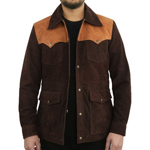 Chaqueta de Cuero de Ante Marrón de Piel de Vaca Original, Chaqueta Bomber de Estilo Vintage para Hombre, de Primera Calidad, para Otoño e Invierno - Product Image 1