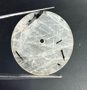Pierre de cadran en Rutile Noir à coupe plate, épaisseur 1 mm, trou central 2 mm, classique, élégante, faite à la main, accessoire de montre en vrac, 31,50 mm - Product Image 5