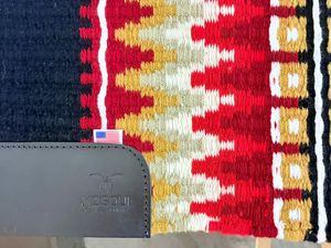 Manaal Enterprises Classic Blue Geometric Pattern All-Purpose Western Equestrian Saddle Pad Polyester Filling Fleece Lined Wool - Product Image 4
