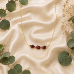Natural Raw Garnet Bead Necklace Gold Plated Cable Chain Handmade Birthstone Gemstone Jewelry Gift for Women Wife <b>Girlfriend</b> - Product Image 6