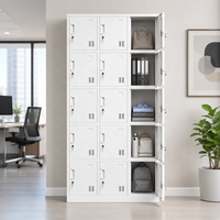 Armoire de rangement métallique à 15 portes pour bureau, école, salle de sport et plage
