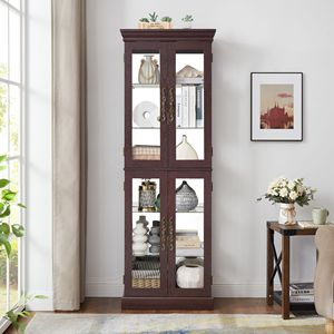 Vetrina Illuminata con Cornice in Legno per Vini, Giocattoli o Esposizione e Conservazione in Soggiorno - Product Image 4