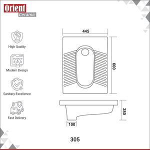 Mejor Oferta en Sanitarios de Alta Calidad, Inodoro de Cerámica Blanca Estilo Indio para Baño - Product Image 3