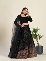 Lehenga Choli traditionnel indien pour femmes, conçu par des designers ethniques, pour les mariages, les fêtes et les occasions festives, tendance, en viscose, velours et paillettes