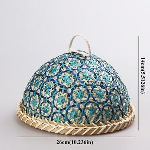 Cesta de Almacenamiento de Alimentos Multifuncional de Mimbre Hecha a Mano, Ecológica, a Prueba de Polvo, de 26 cm, Estilo Moderno, con Asa, para Uso en la Cocina - Product Image 1