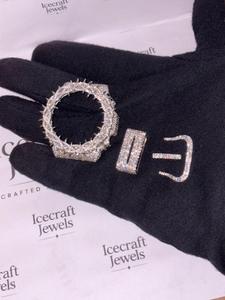 Kit de modification de montre de luxe entièrement serti de diamants Moissanite, avec lunette personnalisée en acier inoxydable de qualité supérieure, style Hip Hop - Product Image 4