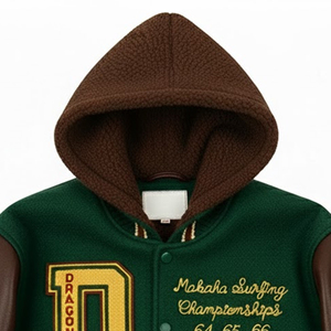 Wool Body Genuine <b>Leather</b> Sleeves <b>Winter</b> Wear Men Hooded Varsity <b>Jacket</b> High Quality Chenille Embroidery Letterman Man <b>Jackets</b> - Product Image 4