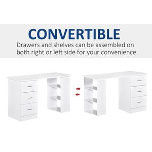 Scrivania Moderna da Ufficio per Casa da 47 Pollici con 3 Cassetti e Ripiano Portaoggetti, Scrivania Bianca per Computer con Soluzioni Pratiche di Archiviazione - Product Image 6