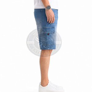 Shorts en jean décontractés pour hommes 100 % coton, tissu uni doux et respirant, conçus pour un confort tout au long de la journée, parfaits pour l'été, offrant une coupe décontractée - Product Image 2
