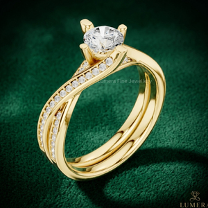 Elegant 9K 10K 14K 18K Yellow Gold 18K Gold Plated Round Brilliant Cut Diamond Engagement Ring for Women with IGI Certificate - Product Image 3