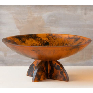 Bol décoratif sur pied en résine marbrée artisanale avec bordure en métal doré, centre de table moderne vert émeraude pour la maison et les tables d'hôtel - Product Image 5