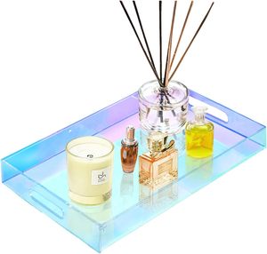 Bandeja de Servicio Acrílica con Asas, Bandejas Decorativas de Acrílico para Baño y Escritorio, Bandeja Simple para Tocador, Comida, Té, Frutas, Cena - Product Image 1
