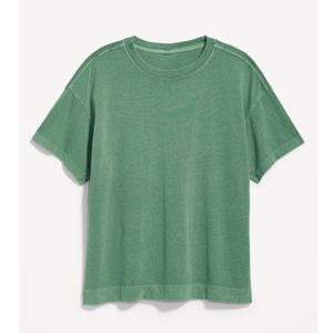2026 Trendy Women's <b>Green</b> <b>Crop</b> <b>Top</b> Short Sleeve Crew Neck Loose Fit Casual T-Shirt 100% Cotton Jersey Fabric Spring Summer Wear - Product Image 2