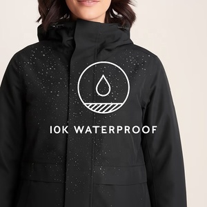 Veste d'hiver longue en duvet imperméable noire pour femme, avec capuche, légère, coupe-vent. - Product Image 5