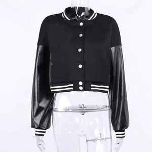 Top Trending Custom Logo 100% Wool Cropped Women Varsity Jackets Leather Sleeve 2025 Ladies University Jackets - Product Image 4