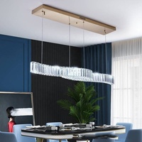 Lustre de plafond en cristal LED réglable en hauteur, style simple et luxueux, pour la décoration de la maison