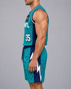Ensemble de maillots de basket-ball pour hommes Claw Intl, vert marine, blanc, impression par sublimation, polyester respirant, uniforme - Product Image 5