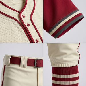 Ensemble de vêtements de baseball pour hommes, pantalon en jersey uni, manches courtes, col en V, fermeture à boutons, respirant, antibactérien, 100% polyester, maille - Product Image 5