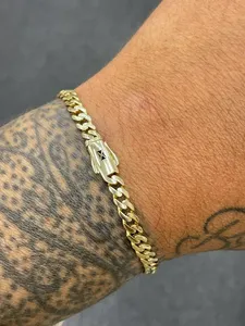 Bracelet à maillons plaqué or véritable 18 carats pour homme, style hip-hop, bijoux en alliage, accessoires de mode - Product Image 3