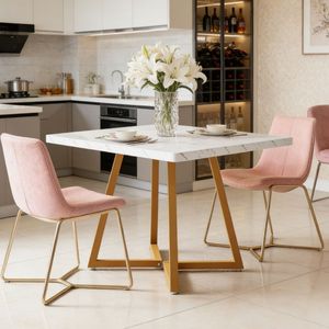 Tavolo da Pranzo Moderno Rettangolare con Piano in Pietra, Arredamento per Casa, Appartamento o Villa - Product Image 1