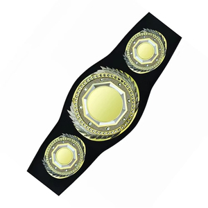 Ceinture de lutte de style championnat premium, plaques métalliques robustes, sangle en cuir véritable, ajustement réglable, approvisionnement en gros OEM - Product Image 3