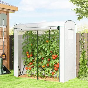 Mini Invernadero Portátil de 78.7'' x 29.5'' x 74'' Blanco con Puerta Enrollable y 2 Ventanas de Malla, Cubierta de PE para Cultivo en Interiores - Product Image 2