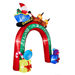 Arco Gonfiabile Natalizio Illuminato da 3 Metri con Renne che Trainano Babbo Natale e Slitta, Decorazioni per Esterni - Product Image 2