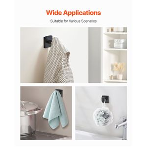 Set di Accessori per Bagno in Acciaio Inox Nero Opaco, 4 Pezzi, Portasciugamani da 24 Pollici con Anello Portasciugamani e Gancio per Accappatoio per Uso Domestico - Product Image 6
