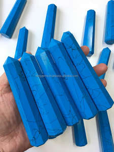 Torres de obelisco de Punta turquesa sintética de cristal a granel al por mayor, decoración del hogar de piedras preciosas con tallado de energía curativa de estilo amoroso - Product Image 3