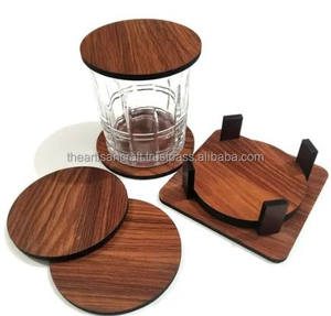 Posavasos de madera personalizables respetuosos con el medio ambiente artesanales clásicos, almohadillas para bebidas hechas a mano para una elegante Barra de protección de mesa, cocina - Product Image 6