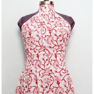 High Quality Modern Floral Cotton Bodycon Midi Dress Women Beautiful Halter Neck Backless Sleeveless Breathable Eco-Friendly - Product Image 3