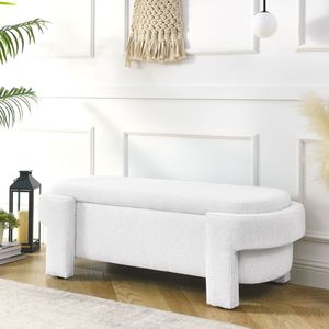 Panca Rivestita in Tessuto Lin-en con Ampio Spazio di Stoccaggio per Soggiorno, Ingresso, Camera da Letto, Bianca (51,5 X 20,5 X 17) - Product Image 4