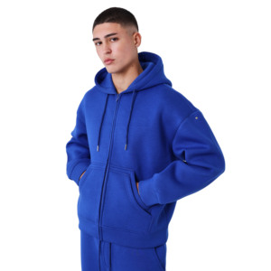 Ensemble de survêtement personnalisé surdimensionné avec fermeture éclair pour homme, comprenant un sweat à capuche et un pantalon de jogging, ensemble décontracté pour homme, taille et logo personnalisés - Product Image 3