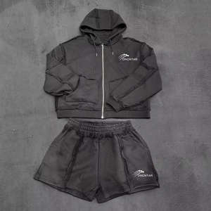 Conjunto de Pantalones Cortos de Diseñador Personalizados para Hombre, Sudadera con Pedrería y Conjunto de Pantalones Cortos, Fabricante de Prendas - Product Image 5