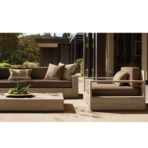 Elegante Silla de Jardín de Teca, Resistente a la Intemperie, con Cojín Suave, Reposabrazos Anchos, Mueble de Lujo para Hotel - Product Image 6