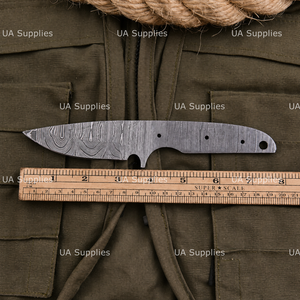 Cuchillo de Caza y Camping UA Supplies, Hoja de Acero de Damasco Forjada a Mano, Profesional e Industrial, Completamente Pulida, Punta Caída, Carbono - Product Image 6
