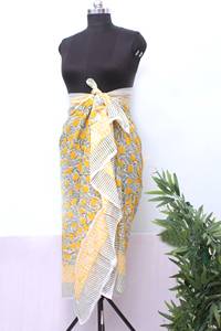 Women Cotton Block Print Pareo Beach <b>Wrap</b> Lightweight Summer <b>Sarong</b> Boho Cover Up Scarf for women. - Product Image 4